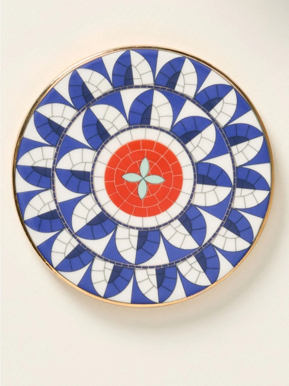 Bistro Tile Stoneware 24k Gold Accent Italia Coaster - Blue